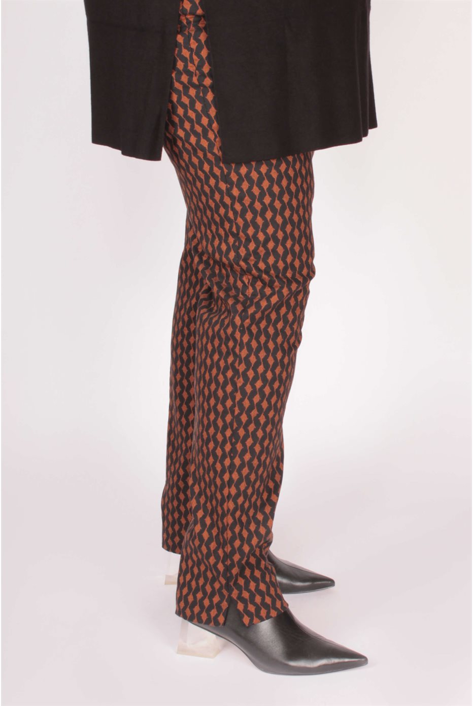 Black / Rust Bohemian Retro Slim-Fit Trousers